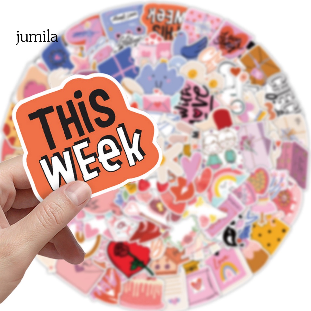 Bộ 100 Miếng Dán Chống Thấm Nước Họa Tiết Dễ Thương Dùng Trang Trí Sổ Tay / Hành Lý / Ngày valentine