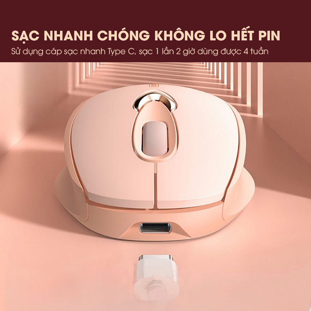 Chuột không dây inphic m8 Màu Hồng Thiết Kế Độc Đáo Im Lặng Pin Sạc Cho Laptop vp