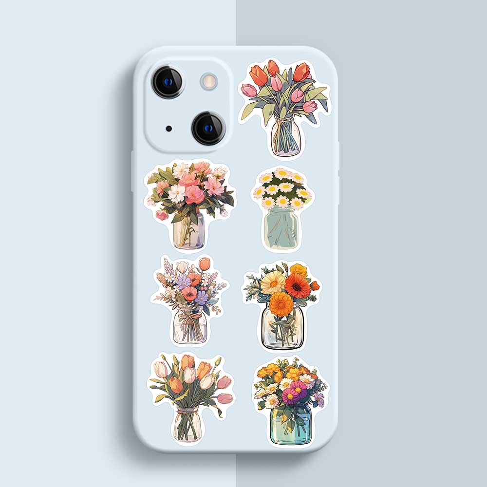 Bộ 50 Miếng Dán Bình Hoa Hoạt Hình graffiti Chống Nước Trang Trí Mũ Bảo Hiểm / Xe Đạp