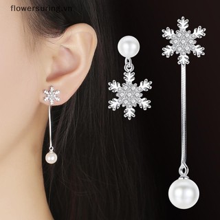 Bông tai hình bông tuyết đính ngọc trai sang trọng cho nữ