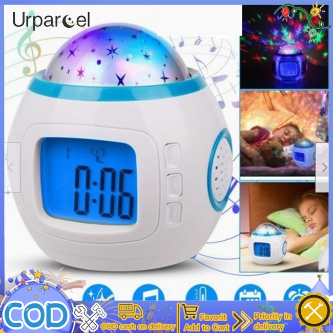 Ul Đồng Hồ Báo Thức Có Đèn led Chiếu Hình Bầu Trời Sao 2 inch Tích Hợp Nhiệt Kế / Lịch / Quà Tặng Sinh Nhật Cho Bé