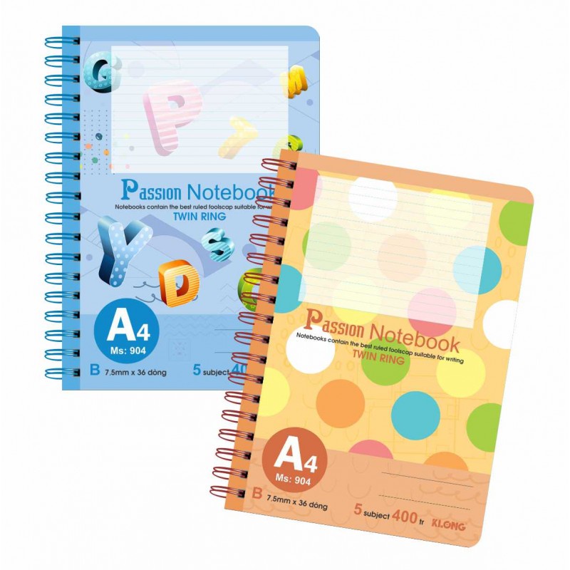 Sổ lò xo kép bìa nhựa khổ A4 - 400 trang KLONG 904