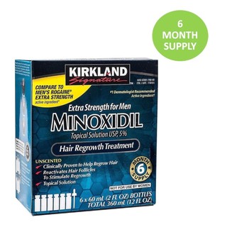 Tinh chất hỗ trợ kích thích mọc râu & tóc Kirkland Minoxidil 5% - 6x60ml | Dạng lỏng và Dạng bọt