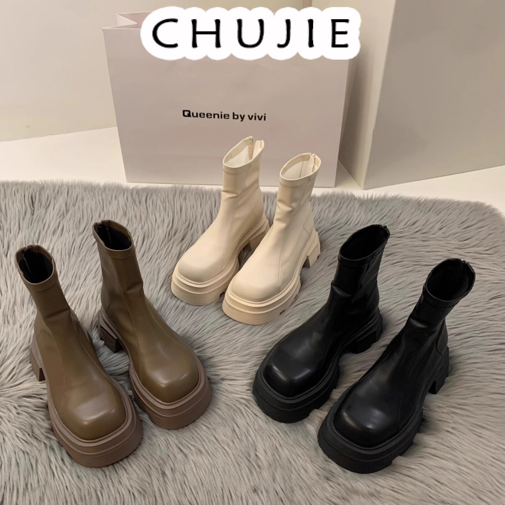 CHUJIE giày nữ boot nữ bột Thời trang trăm mốt Đẳng cấp Điệu đà Lịch lãm Dễ dàng phối đồ FSX2300DG1 41Z231009