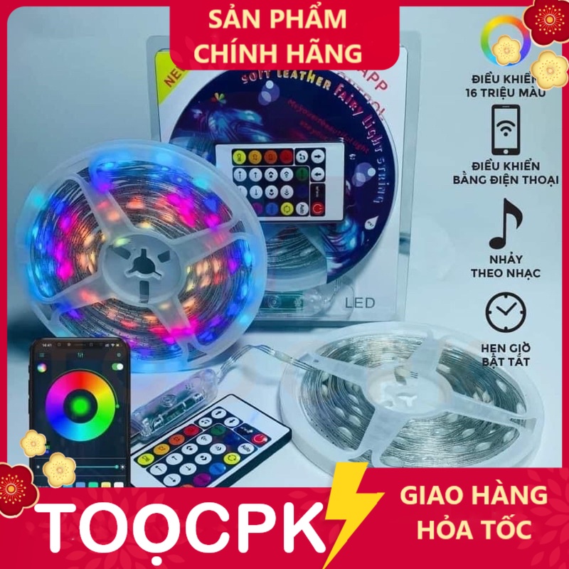 [ 10 mét App + Remote ] Đèn Led Đuổi 10M 5V Cảm Biến Âm Thanh. Đèn Led Hạt Gạo 10M- HSHOP365 HSHOP36