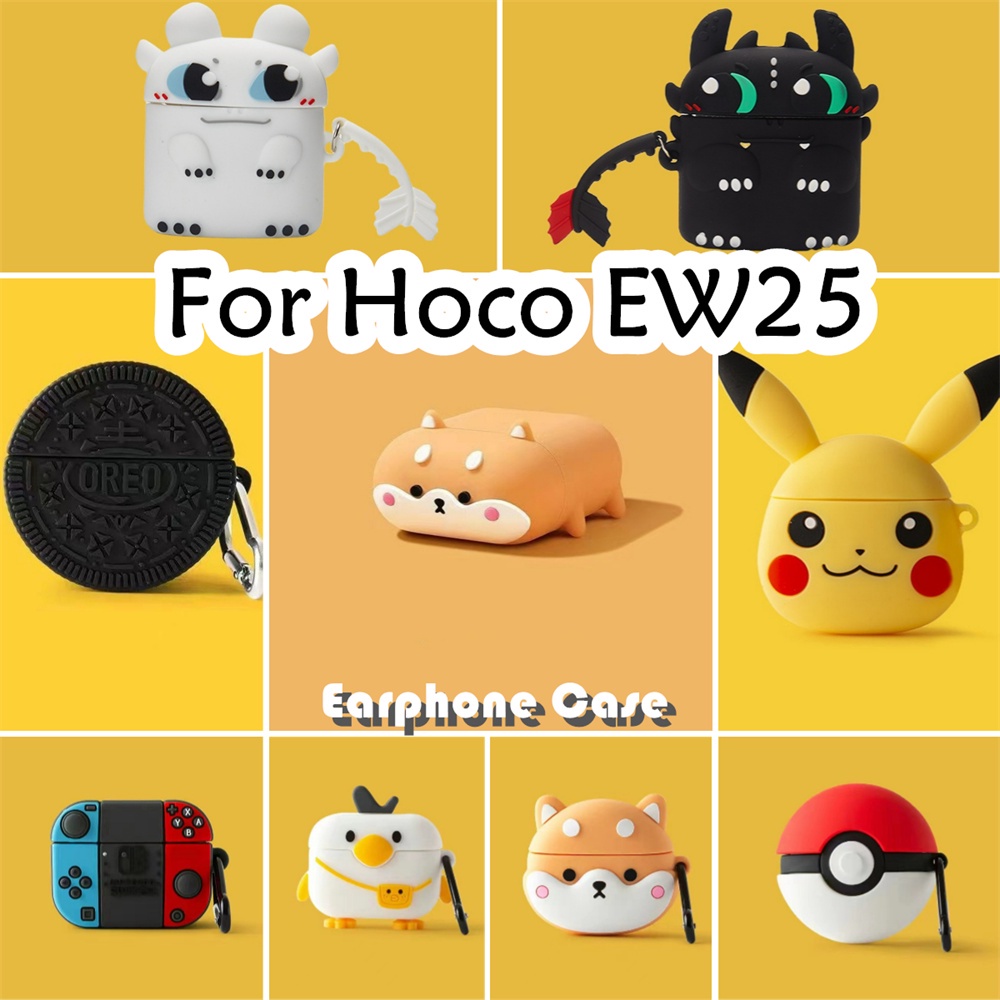 Vỏ Bảo Vệ Hộp Sạc Tai Nghe Hoco EW25 Bằng Silicon Mềm Hình Pikachu & Rồng Dễ Thương