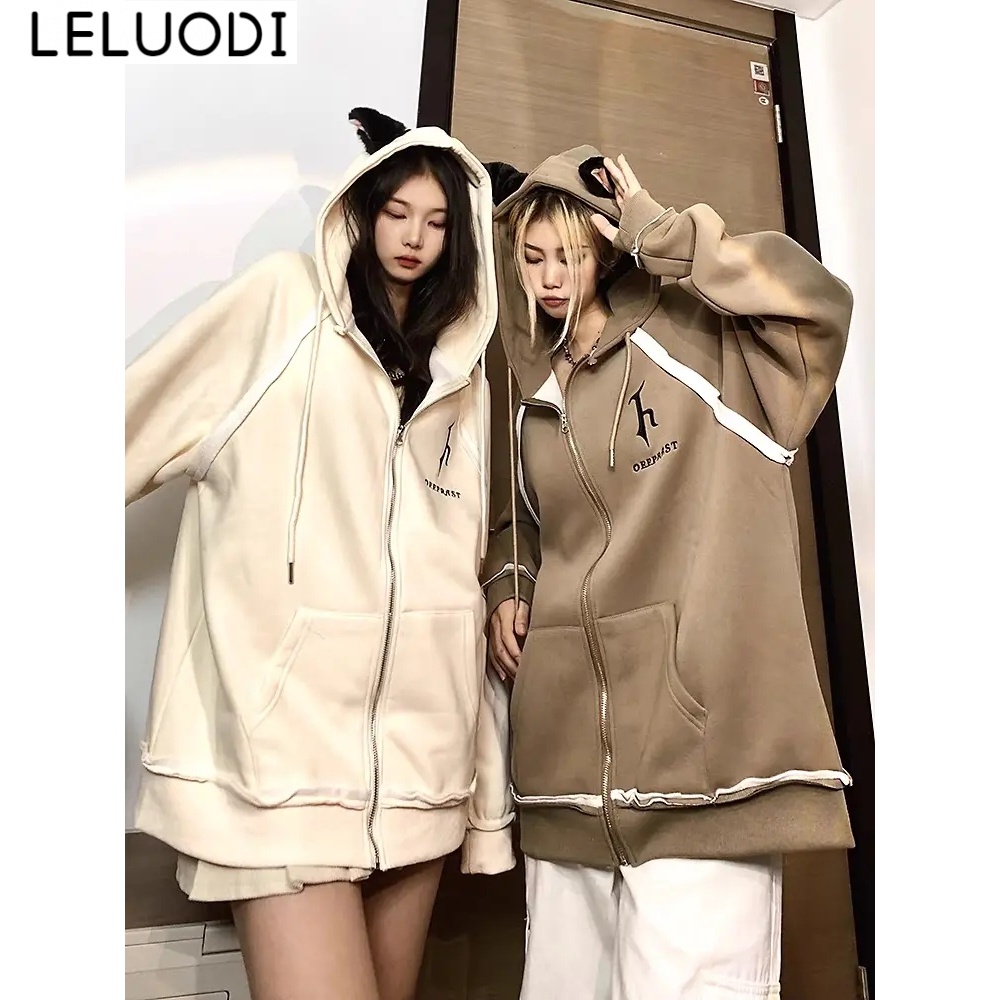 LELUODI Áo Khoác hoodie áo khoác nữ zip hoodie comfortable Thông thường New Style Fashion WJK2390YOM 37Z230914 | BigBuy360 - bigbuy360.vn