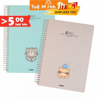 Sổ A4 300 trang caro 6x6 mm lò xo đơn Klong MS 591 tập vở bìa Doodle dễ thương