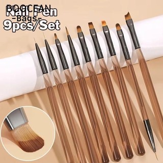 Boocean 9 Chiếc UV Gel Bàn Chải Móng Tay Lót, Làm Móng Tay Cho Móng Tay Nghệ Thuật Thiết Kế DIY Tranh Bút, Dụng Cụ Tranh Acrylic Móng Tay Đầu Hiển Thị Bàn Chải Vẽ
