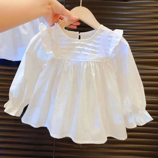 Áo Sơ Mi Trắng Tay Dài Phong Cách Hàn Quốc Dễ Phối Đồ Thời Trang Thu Đông Cho Nữ