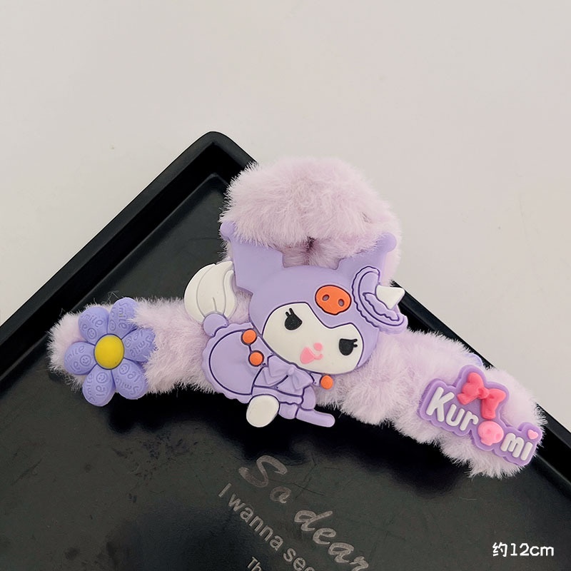 Kẹp Tóc Hình sanrio Phủ Lông Phong Cách Hàn Quốc Dễ Thương Cho Nữ
