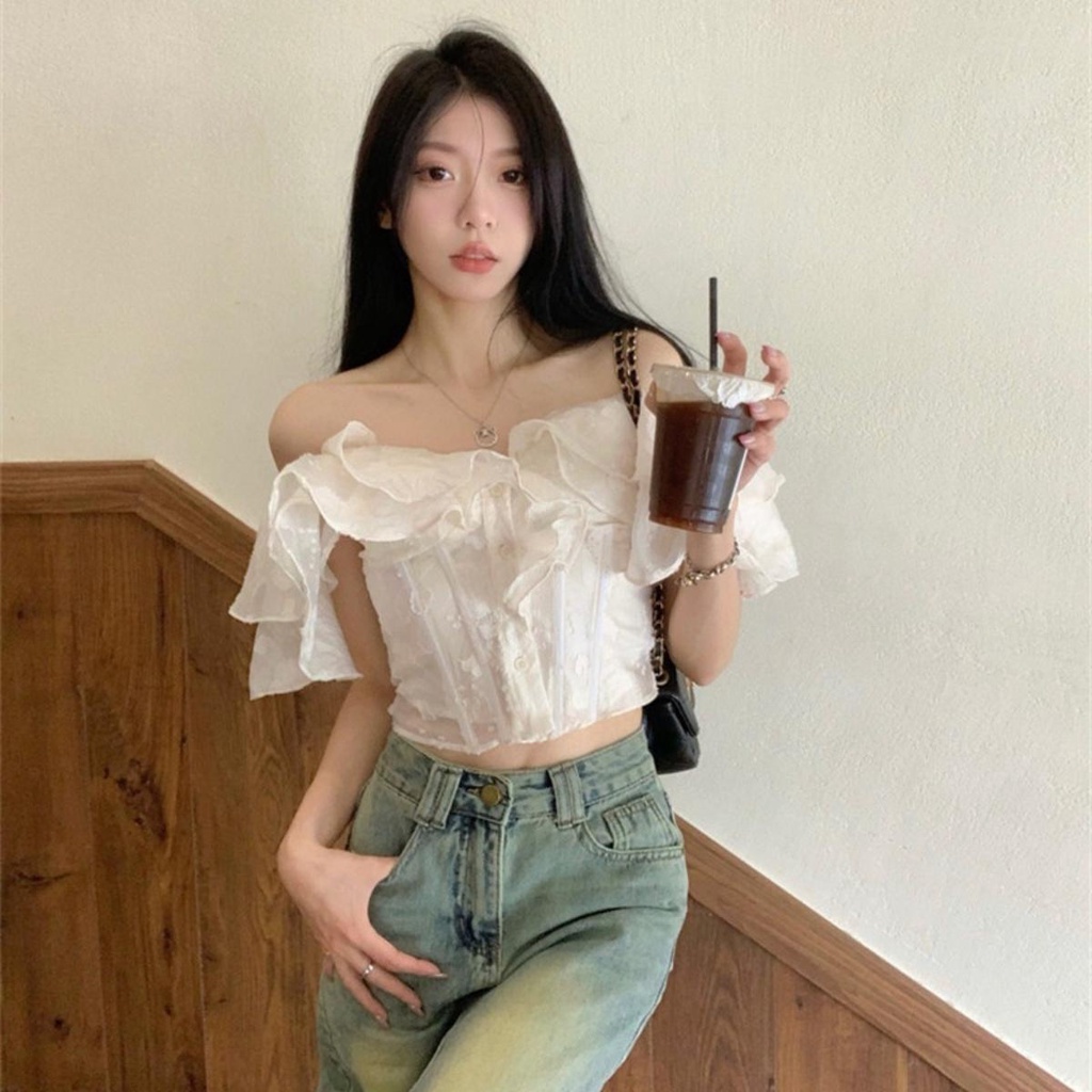 Áo kiểu bèo tầng tay ngắn DaaLaa Store, phong cách tiểu thư xinh xắn A5802