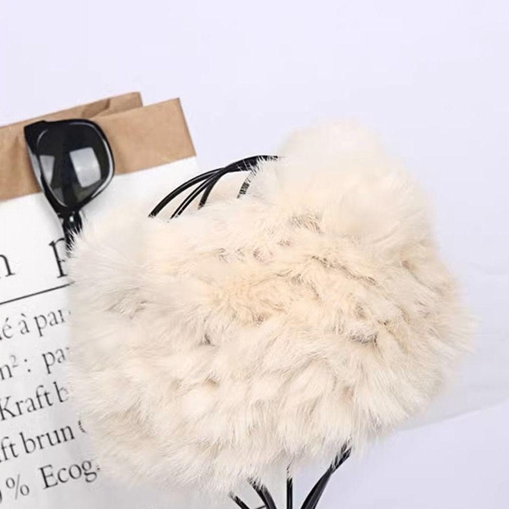 Muvako Băng Đô Cài Tóc Bằng Lông Giả Co Giãn Phối Lông Thỏ Phong Cách Nga Ấm Áp Cho Nữ