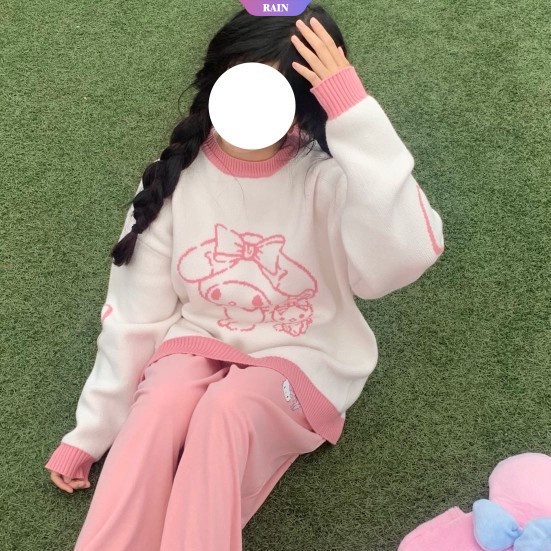 Kawaii sanrios Áo sweater Dệt Kim Chui Đầu Dáng Rộng Tay Dài Hình anime kawaii cinnamoroll my melody Dễ Thương Ngọt Ngào Cho Nữ