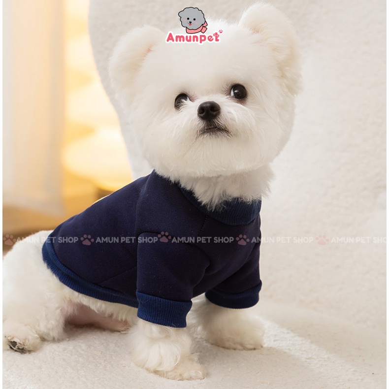 Áo Nỉ Cho Chó Mèo Chất Dày Thêu Gấu Quần Áo Mùa Đông Ấm Áp Thời Trang Cho Thú Cưng Amun Pet