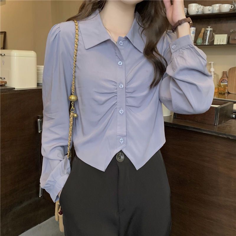 Áo Sơ Mi POLO Tay Dài Cổ Bẻ Dáng Ôm Phong Cách Hàn Quốc Thời Trang Cho Nữ áo kiểu nữ NZ-CS-74