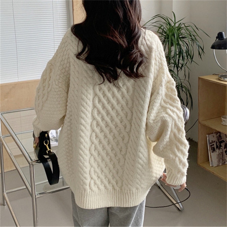 Áo Len Tay Dài Cổ Tròn Màu Sắc Thời Trang Thu Đông Cho Nữ