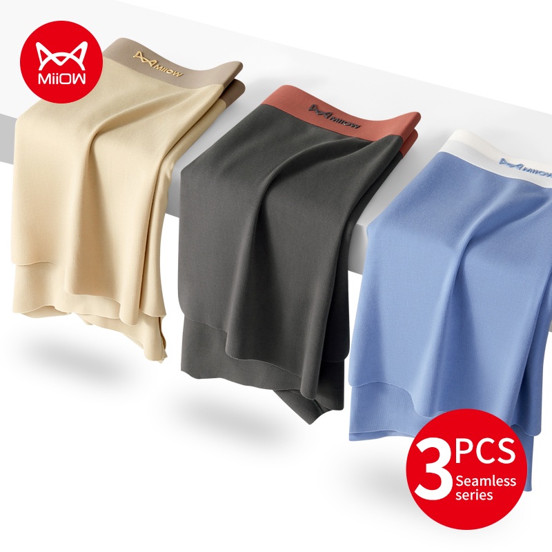Miiow Bộ 3 Quần Lót Boxer Ngắn Màu Đỏ mr6026 Cho Nam