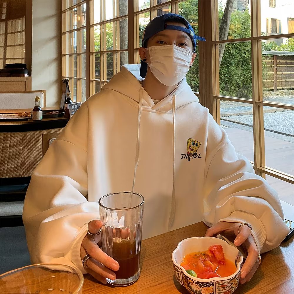 Áo hoodie cotton Nhung Dày Dặn Tay Dài In Họa Tiết Hoạt Hình spongebob size m-5xl Thời Trang Cho Nam Và Nữ