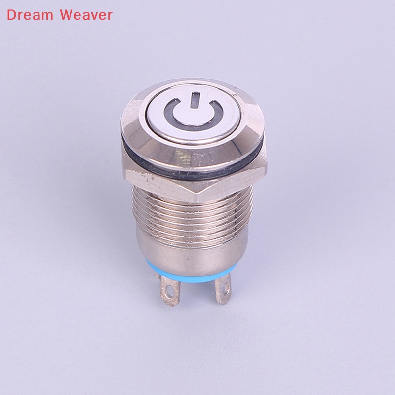 Công Tắc Nhấn Đèn led 12mm 12v Bằng Kim Loại Màu Đen Chống Thấm Nước