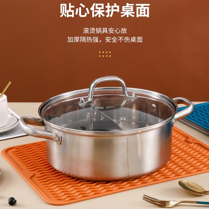 Thảm silicon cách nhiệt, thảm lót đĩa, đế lót ly, thảm lót bát đĩa nhà bếp, thảm chống bỏng, thảm vuông để bàn hầm