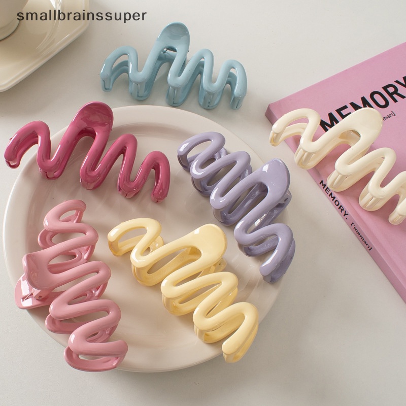 Smallbrainssuper Kẹp Tóc Đuôi Ngựa Dạng Lượn Sóng Màu Kem Thời Trang Cho Nữ sbs