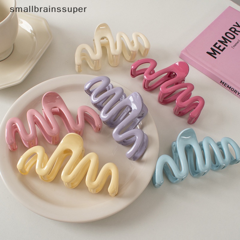 Smallbrainssuper Kẹp Tóc Đuôi Ngựa Dạng Lượn Sóng Màu Kem Thời Trang Cho Nữ sbs