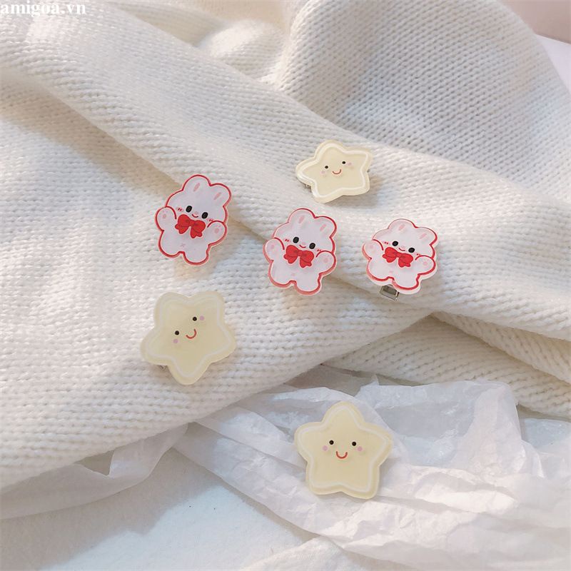 ✨✨Kẹp Tóc Hình Thỏ / Ngôi Sao / Ngôi Sao Hoạt Hình Đính Nơ Kiểu Hàn Quốc Dễ