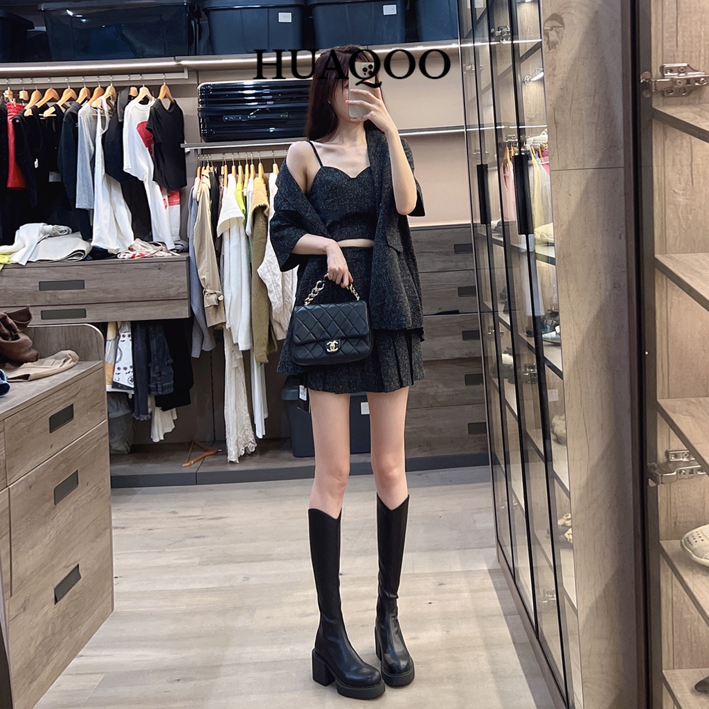 KaBaiQi Giày Bốt dép sandal nữ Mũi Vuông Phong Cách Retro Cá Tính Cho Nữ Thời trang 36Z230907