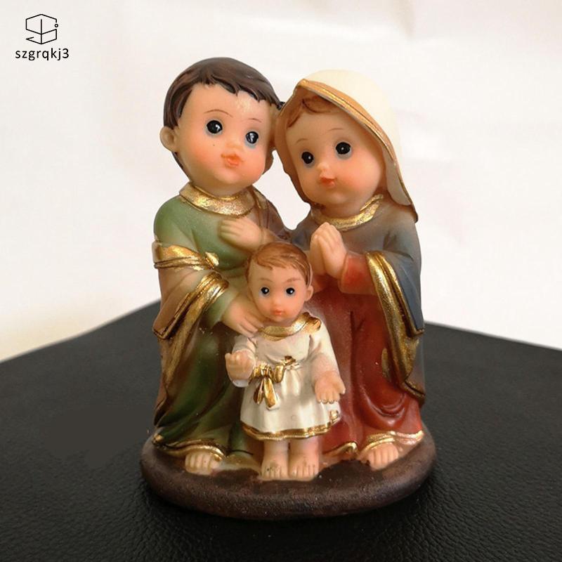 Tượng Nhựa resin Hình Tượng Gia Đình mary Steven Để Bàn Văn Phòng