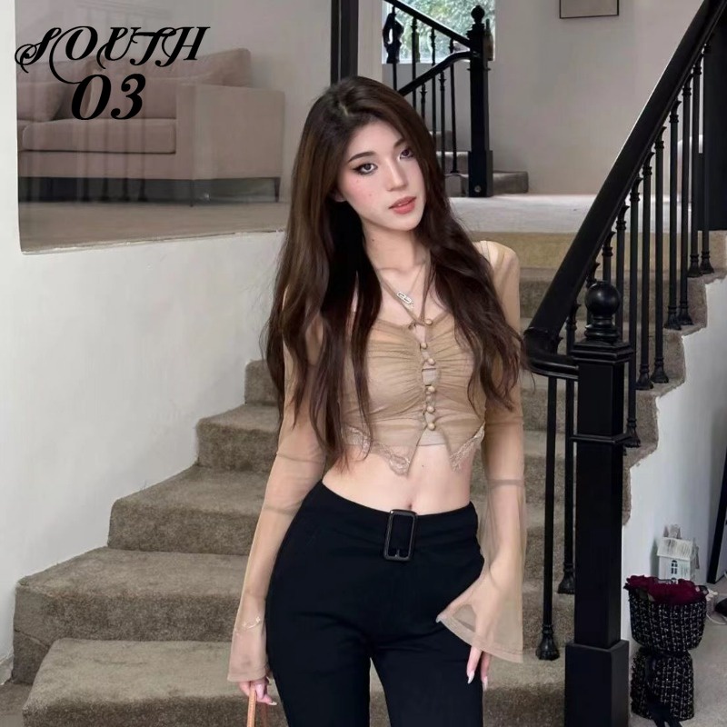 Áo cardigan Dài Tay Ôm Dáng Xinh Xắn Dành Cho Nữ áo croptop