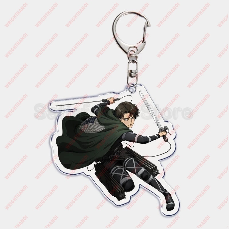 Móc khóa Attack on Titan hình huy hiệu và các nhân vật siêu ngầu Levi Eren Hange Mikasa Phụ kiện trang trí túi xách balo