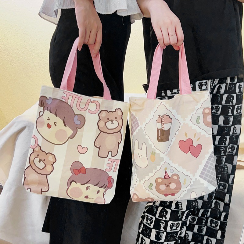 Dễ Thương Túi tote canvas In Họa Tiết Hoạt Hình Phong Cách Nhật Bản Cho Nữ