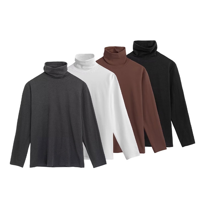 Áo thun nam LIVE GREAT tay dài cổ cao thời trang màu sắc đơn giản