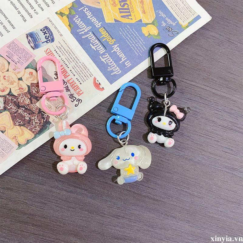 🌺🌺SANRIO Móc Khóa Nhựa Hình Cinnamoroll Kuromi Hoạt Hình Sanrio Dễ Thương