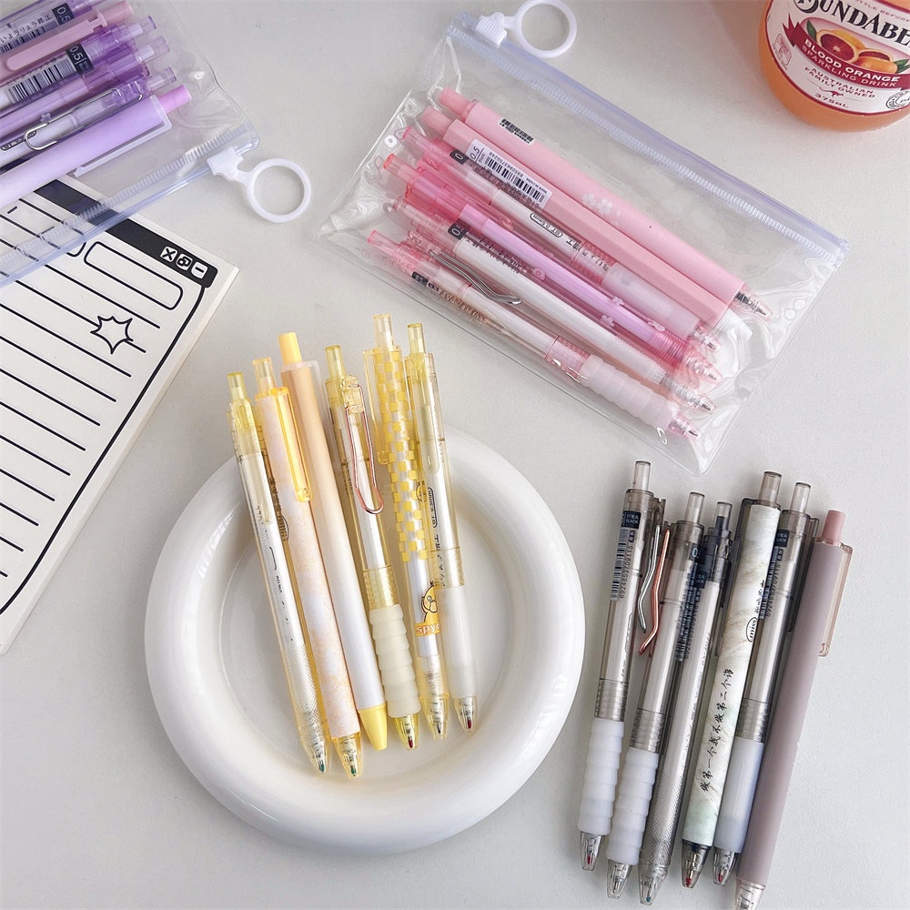 Set 6 Bút Bi Ngòi 0.5mm Mực Đen Nhanh Khô