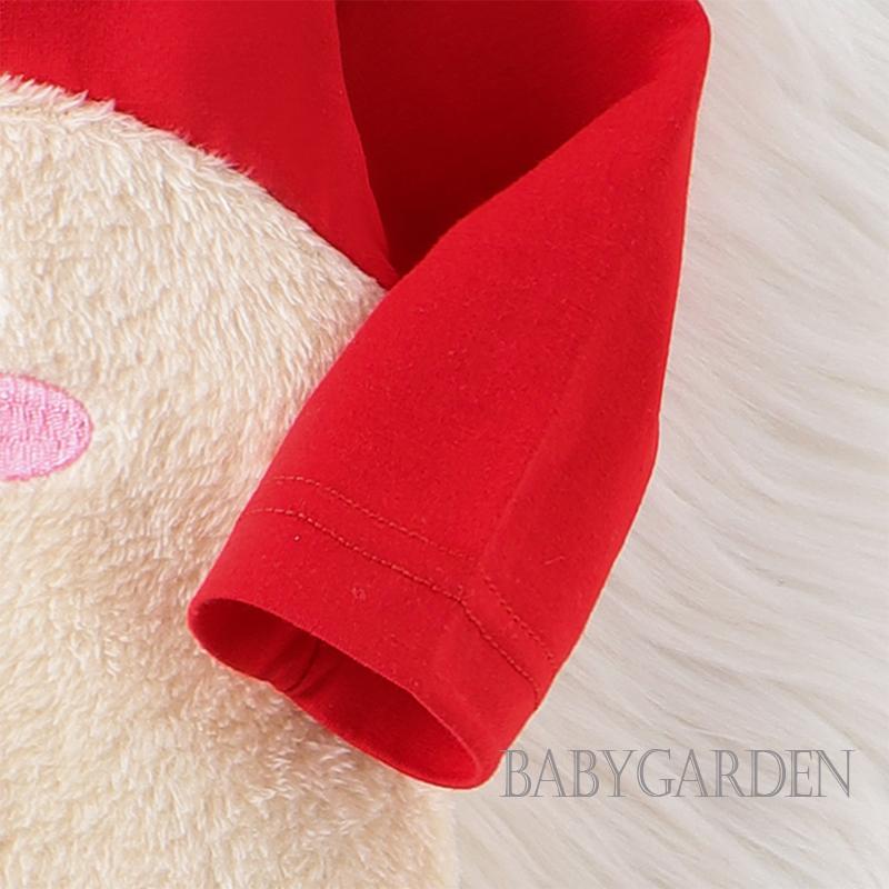 Bộ Áo Liền Quần Dài Tay Thêu Hình Tuần Lộc Giáng Sinh Cho Bé