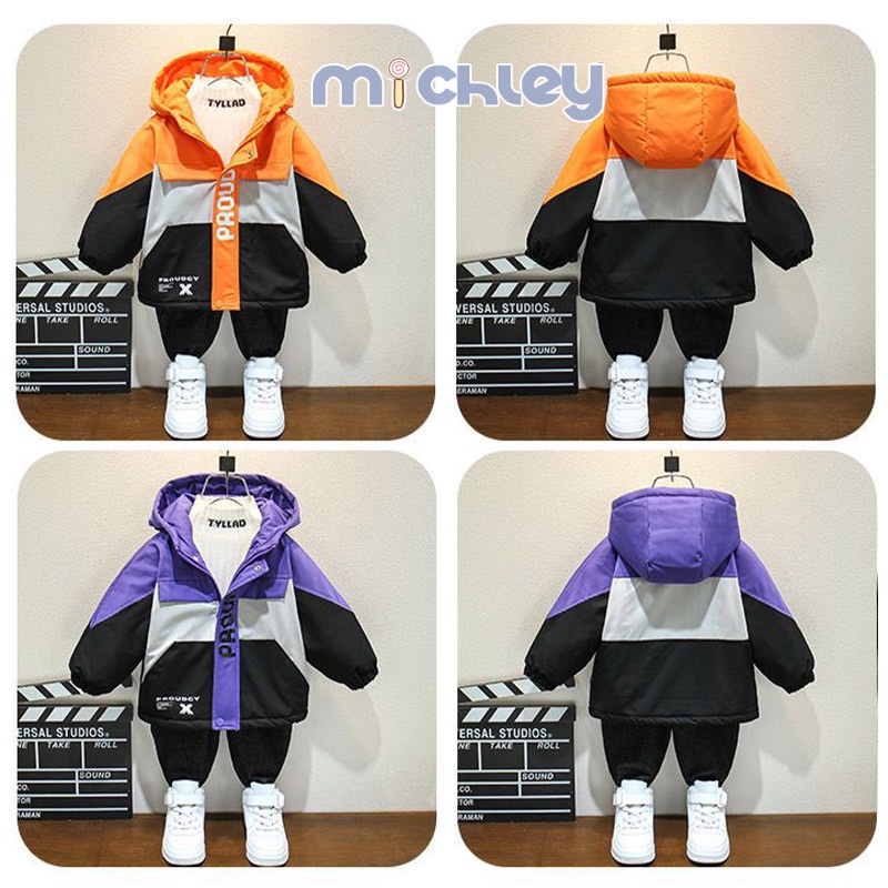 Michley Áo Khoác Đệm cotton Nhung Dày Dặn Phong Cách Mới Cho Bé Trai