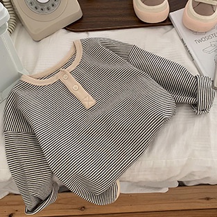 Áo Thun Dài Tay Họa Tiết Kẻ Sọc Thời Trang Mùa Thu Mới Cho Bé Trai