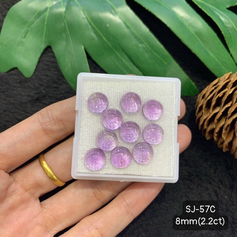 Mặt Đá Mài Láng Citrine, Amethyst và Moonstone Tròn 6-8mm