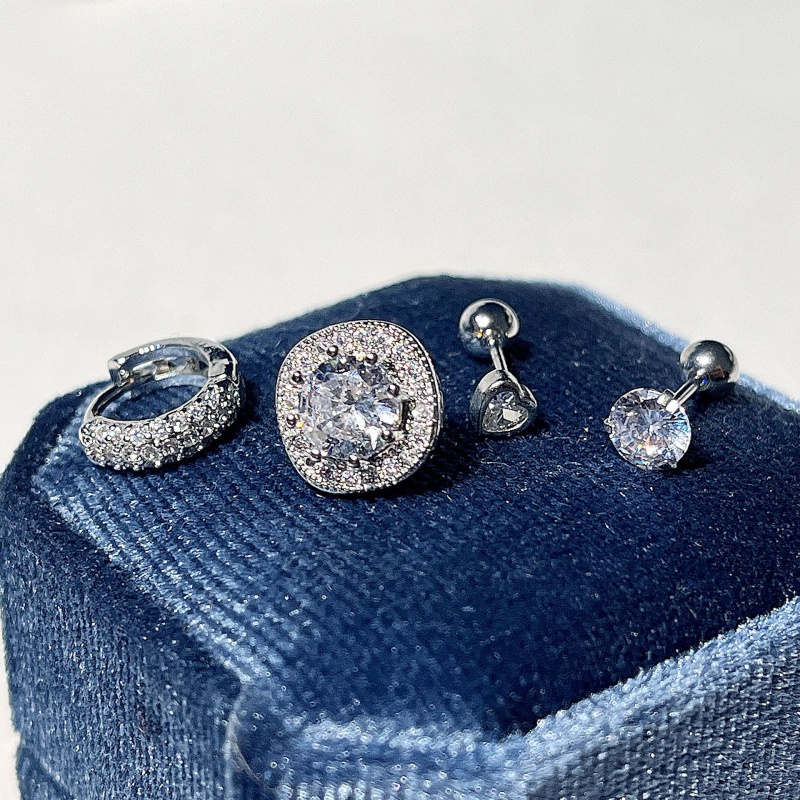 Bông Tai mini Bằng Thép Titan Đính Đá zircon Lấp Lánh Thời Trang Cho Nữ