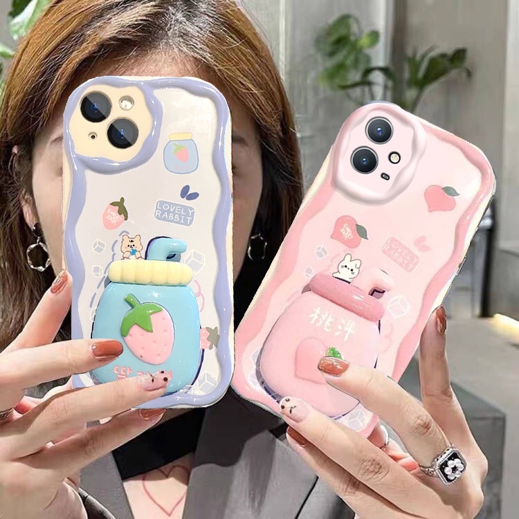 Ốp Điện Thoại Có Dây Đeo Tay Hình Gấu / Thỏ / Dâu Tây 3d Cho samsung galaxy a13 a24 a14 a71 a72 a73 g530 j2 j7 prime