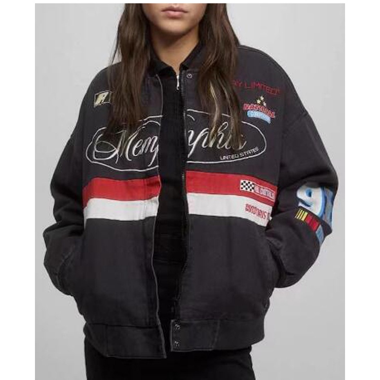 Zara Áo Khoác bomber cotton Tay Dài Cổ Tròn Thêu Họa Tiết 23 Màu Tương Phản Thời Trang Mùa Thu Cho Cặp Đôi