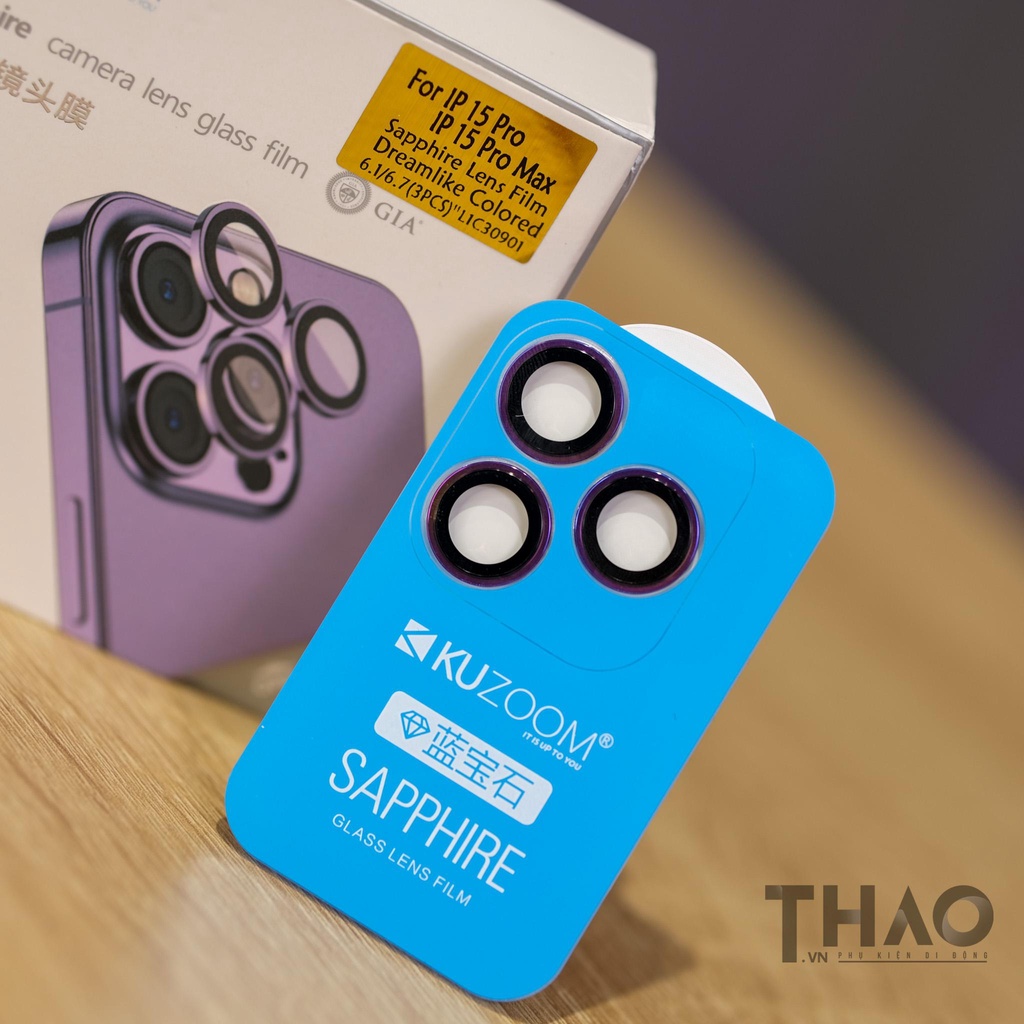 Dán bảo vệ lens camera KUZOOM SAPPHIRE dành cho iPhone 15Pro/15Promax