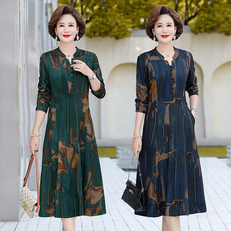 Đầm Phong Cách Phương Tây Thời Trang Xuân Thu Mới 2022 Cho Phụ Nữ Trung Niên