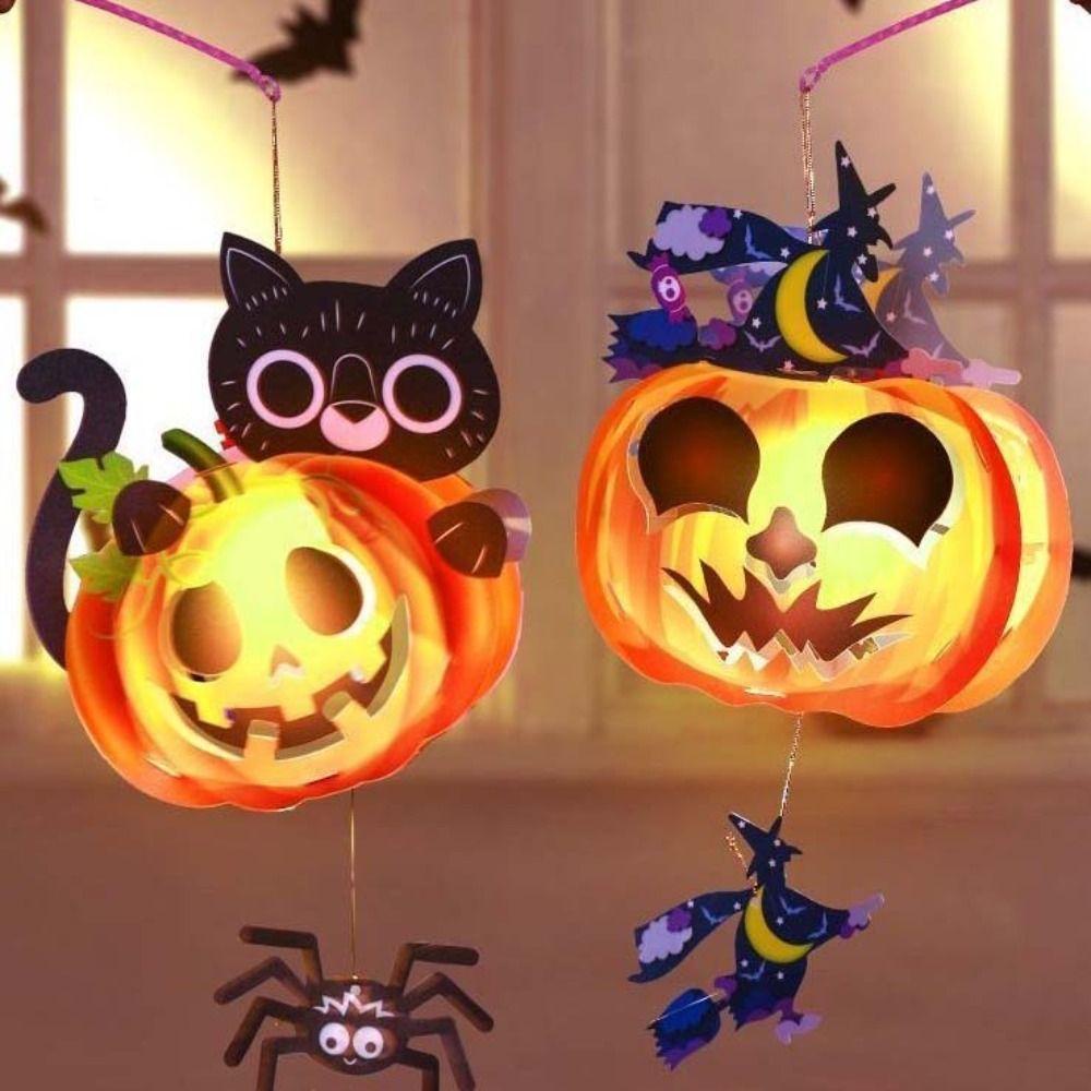 Đèn Lồng Bí Ngô halloween Thủ Công Phát Sáng Trang Trí Tiệc halloween Có Tay Cầm