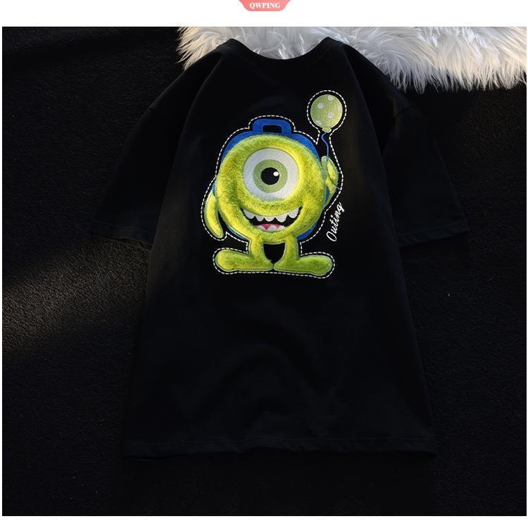 Áo Thun Tay Ngắn Cổ Tròn Dáng Rộng Thêu Hoạt Hình mike Thời Trang Cho Nữ