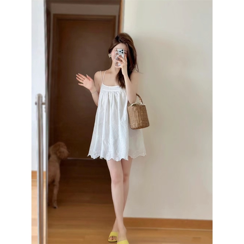Đầm Ngắn Hai Dây Thêu Họa Tiết Thời Trang Mùa Hè 2023 Cho Nữ 7200336 712