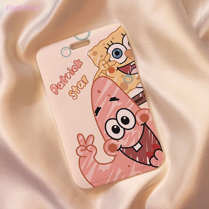 Rightfeel Ví Đựng Thẻ id / Thẻ id Hình Vuông Họa Tiết Hoạt Hình spongebob Dễ Thương Cho Học Sinh Mới