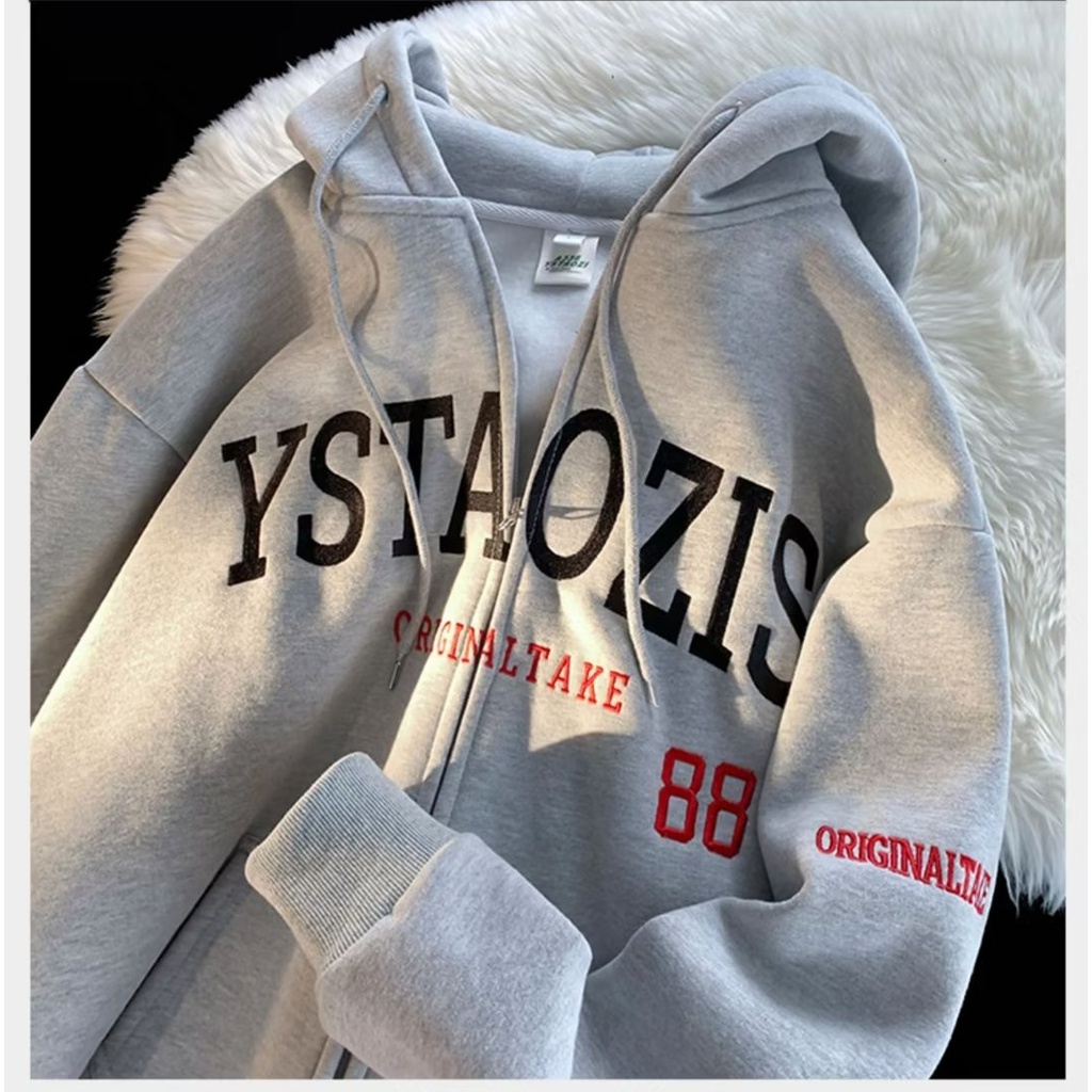 Áo hoodie Dáng Rộng Có Khóa Kéo plus size m-8xl Phong Cách Hàn Quốc Cho Nam Giới